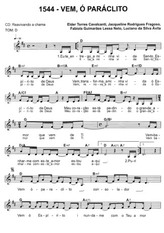 Catholic Church Music (Músicas Católicas) Vem Ó Paráclito score for Keyboard