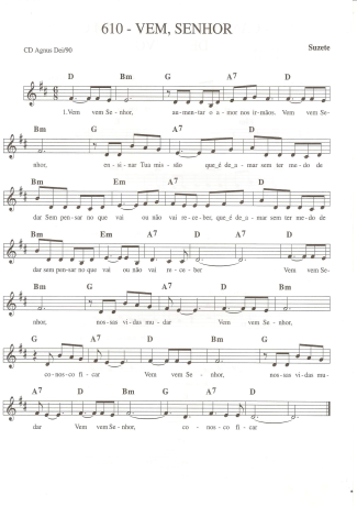 Catholic Church Music (Músicas Católicas) Vem Senhor score for Keyboard