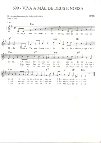 Catholic Church Music (Músicas Católicas) Viva A Mãe de Deus e Nossa score for Keyboard