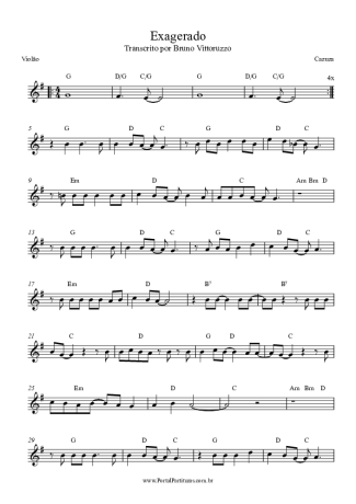 Cazuza Exagerado score for Acoustic Guitar