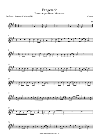Cazuza Exagerado score for Tenor Saxophone Soprano (Bb)