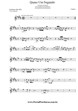 Cazuza Quase Um Segundo score for Alto Saxophone