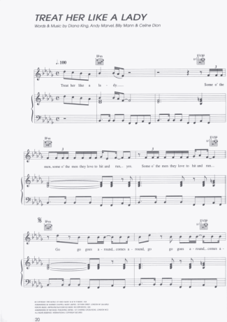 Céline Dion Treat Her Like A Lady score for Piano