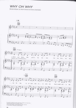 Céline Dion Why Oh Why score for Piano