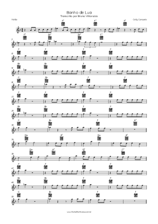 Celly Campello Banho De Lua score for Acoustic Guitar