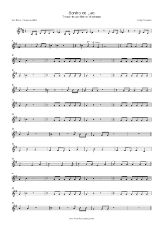 Celly Campello Banho De Lua score for Tenor Saxophone Soprano (Bb)