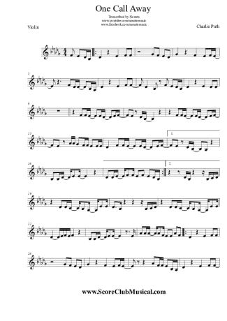 Charlie Puth One Call Away score for Violin