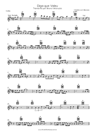 Chiclete com Banana Diga Que Valeu score for Acoustic Guitar