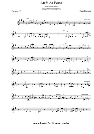 Chico Buarque Atrás da Porta score for Clarinet (C)