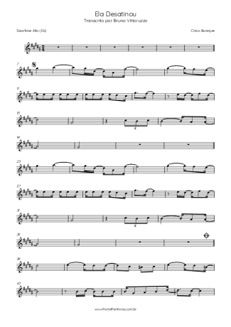 Chico Buarque Ela Desatinou score for Alto Saxophone