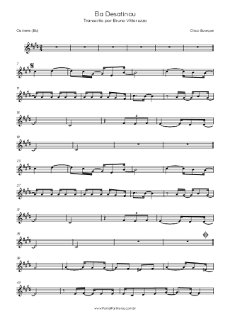Chico Buarque  score for Clarinet (Bb)