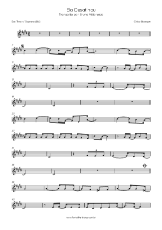 Chico Buarque Ela Desatinou score for Tenor Saxophone Soprano (Bb)