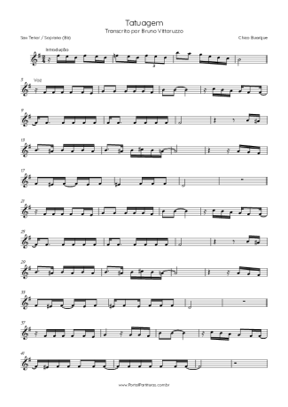 Chico Buarque Tatuagem score for Tenor Saxophone Soprano (Bb)