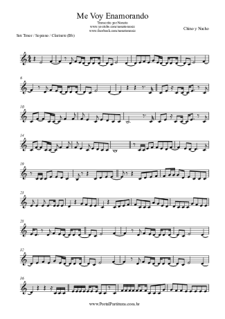 Chino y Nacho Me Voy Enamorando score for Clarinet (Bb)