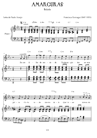 Chiquinha Gonzaga Amarguras score for Piano
