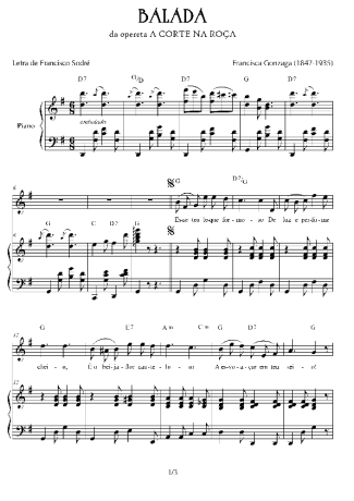 Chiquinha Gonzaga Balada da Opereta A Corte na Roça score for Piano
