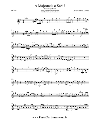 Chitãozinho e Xororó A Majestade o Sabiá score for Violin