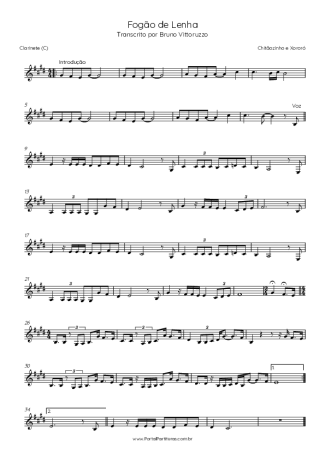 Chitãozinho e Xororó Fogão De Lenha score for Clarinet (C)