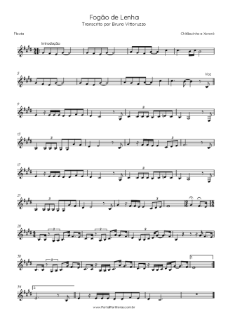 Chitãozinho e Xororó Fogão De Lenha score for Flute