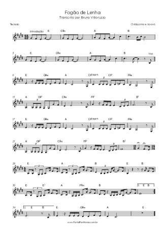Chitãozinho e Xororó Fogão De Lenha score for Keyboard