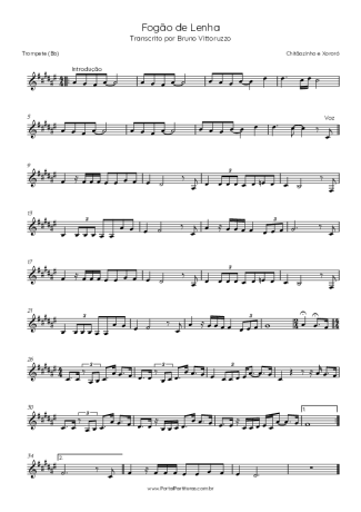 Chitãozinho e Xororó Fogão De Lenha score for Trumpet