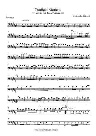 Chitãozinho e Xororó Tradicão Gaúcha score for Trombone