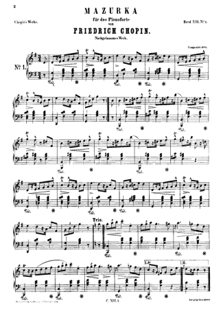Chopin 2 Mazurkas B.16 score for Piano