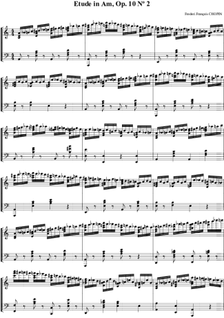 Chopin Estudo em Am Op.10 no.2 (CM) score for Piano