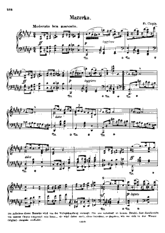 Chopin Mazurka In F# Major score for Piano