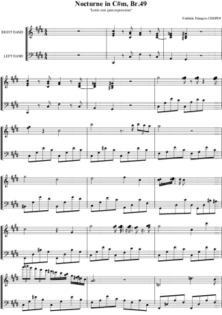 Chopin Noturno em Cm Br. 49 score for Piano