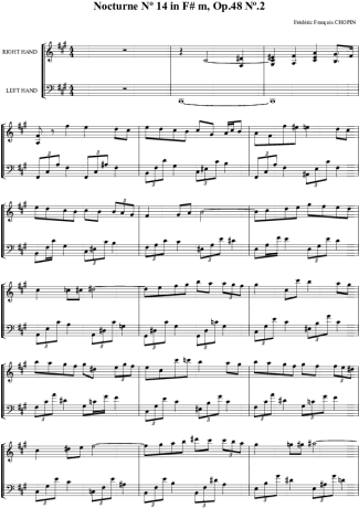 Chopin Noturno em Fm no.14 Op.48 no.2 score for Piano