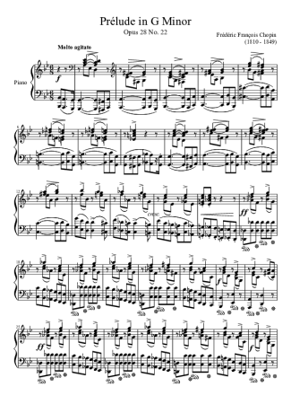 Chopin Prelude Opus 28 No. 22 In G Minor score for Piano