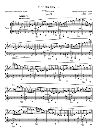 Chopin Sonata No. 3 2nd Movement score for Piano