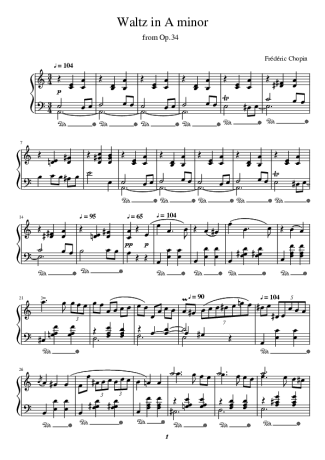 Chopin Waltz In A Minor - Frederic Chopin score for Piano