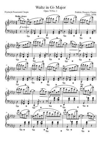 Chopin Waltz Opus 70 No. 1 In G Major score for Piano