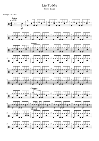 Chris Isaak Lie To Me score for Drums