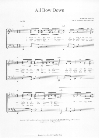 Chris Tomlin All Bow Down score for Piano