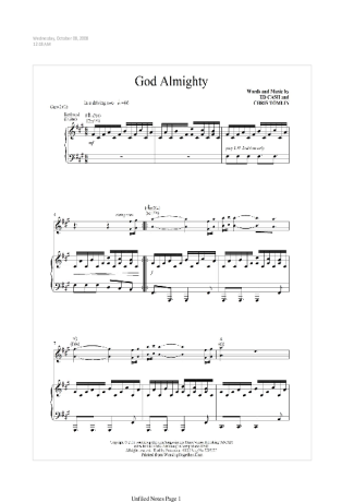 Chris Tomlin God Almighty score for Piano