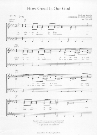 Chris Tomlin How Great is Our God score for Piano