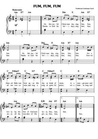 Christmas Songs (Temas Natalinos) Fum Fum Fum score for Piano