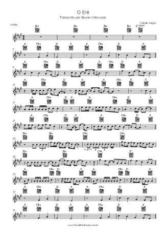 Cidade Negra O Erê score for Acoustic Guitar