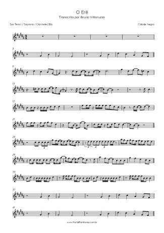 Cidade Negra O Erê score for Clarinet (Bb)