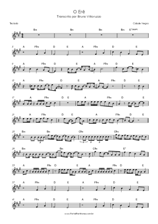 Cidade Negra O Erê score for Keyboard