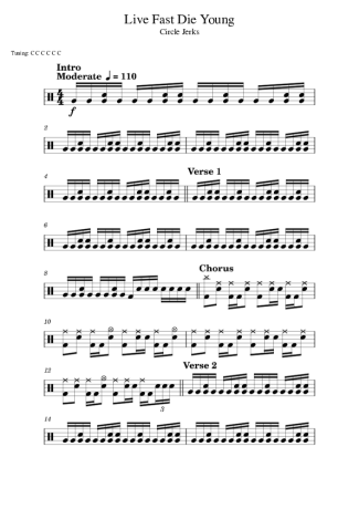 Circle Jerks Live Fast Die Young score for Drums