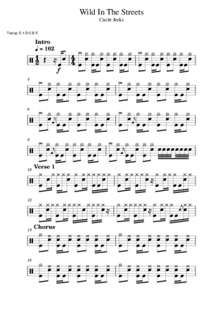 Circle Jerks Wild In The Streets score for Drums