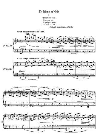 Claude Debussy En Blanc Et Noir score for Piano