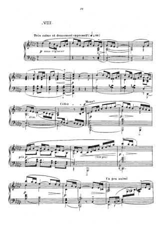 Claude Debussy Prelude VIII La Fille Aux Cheveux De Lin score for Piano