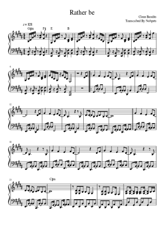 Clean Bandit Rather Be score for Piano