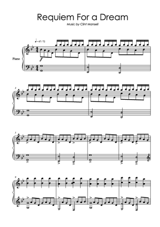 Clint Mansell Requiem For A Dream score for Piano