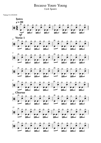 Cock Sparrer Because You´re Young score for Drums